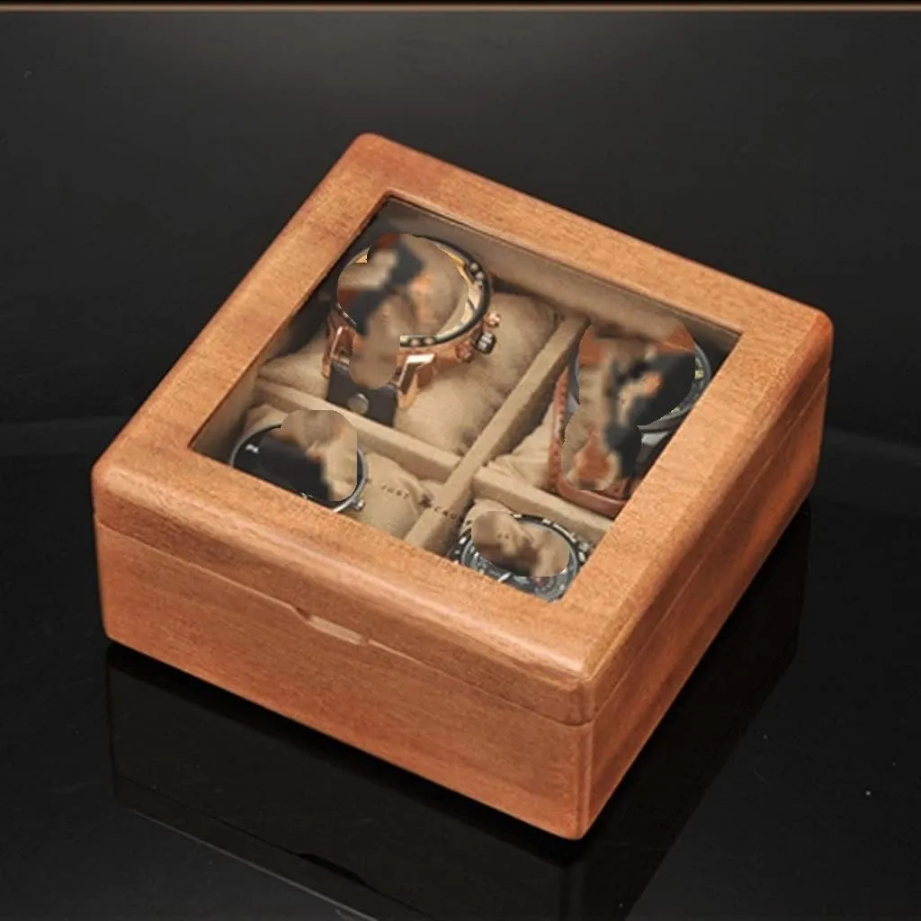 : 17.5 * 17.5 * 8.5cm) Watch Case Wooden Watch Box affectional mollusk eventual tender aridity With Transparent Glass Top Cover$ 4-digit Storage Watch Box Watch Box (Color : A$ Size 