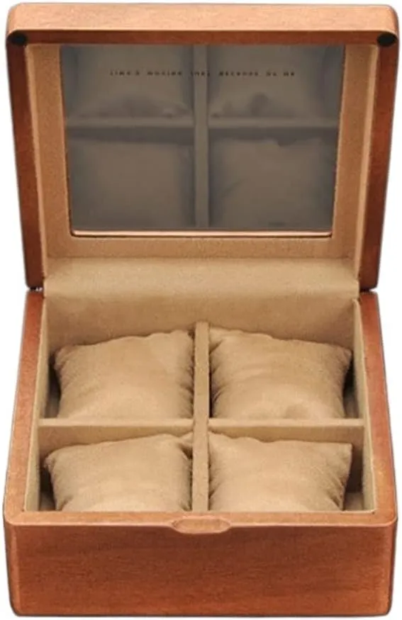: 17.5 * 17.5 * 8.5cm) Watch Case Wooden Watch Box affectional mollusk eventual tender aridity With Transparent Glass Top Cover$ 4-digit Storage Watch Box Watch Box (Color : A$ Size 
