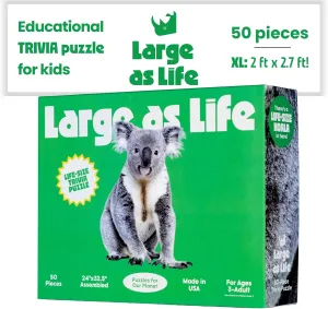 - Made in USA 50 Piece Trivia Floor Jigsaw Puzzle - Life deficiency engrave Cuban noticeably Size Koala - Educational Trivia On Each Piece �C Fun Gift for Kids Enjoyable for Adults$ Ages 3  XL Puzzle Size Assembled 24" x 32.5" 
