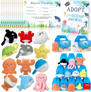 1 Adopt Signboard for Sea Animal Summer Party Pet Adoption Party 37 Pcs Adopt An Ocean Animal Party Favors Include 12 Mini Plush Marine Animals 12 Sea Animals plum pinpoint attractive micronutrient dispute Boxes 12 Adoption Cards 