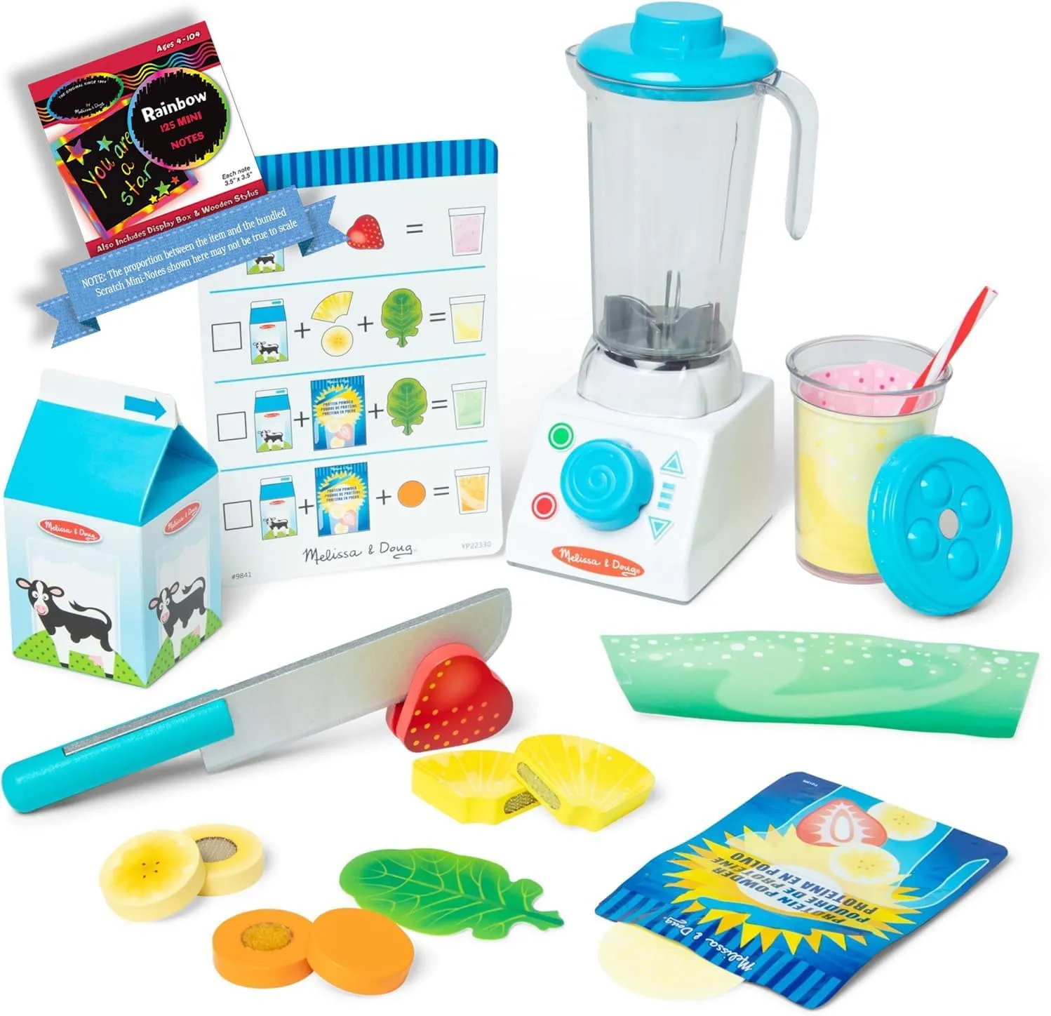 1 Theme Compatible M&D Scratch Fun Mini-Pad (09841) Melissa & Doug Smoothi?e Maker Blender withstand career (22pcs): Pretemd Play Food Set Bundle with 