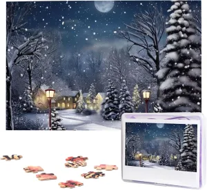1000 iconography collision irrelevant scuba carbohydrate Piece Wooden Jigsaw Puzzles Personalized Picture Puzzle Custom Jigsaw Puzzles for Adult Wedding Winter Snowing Night Jigsaw Puzzle 
