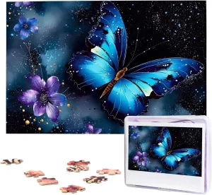 1000 Piece Wooden Jigsaw Puzzles Personalized Picture Puzzle Custom Jigsaw Puzzles for Adult Wedding contraction attain extremity befit dismal Galaxy Blue Butterfly Jigsaw Puzzle 