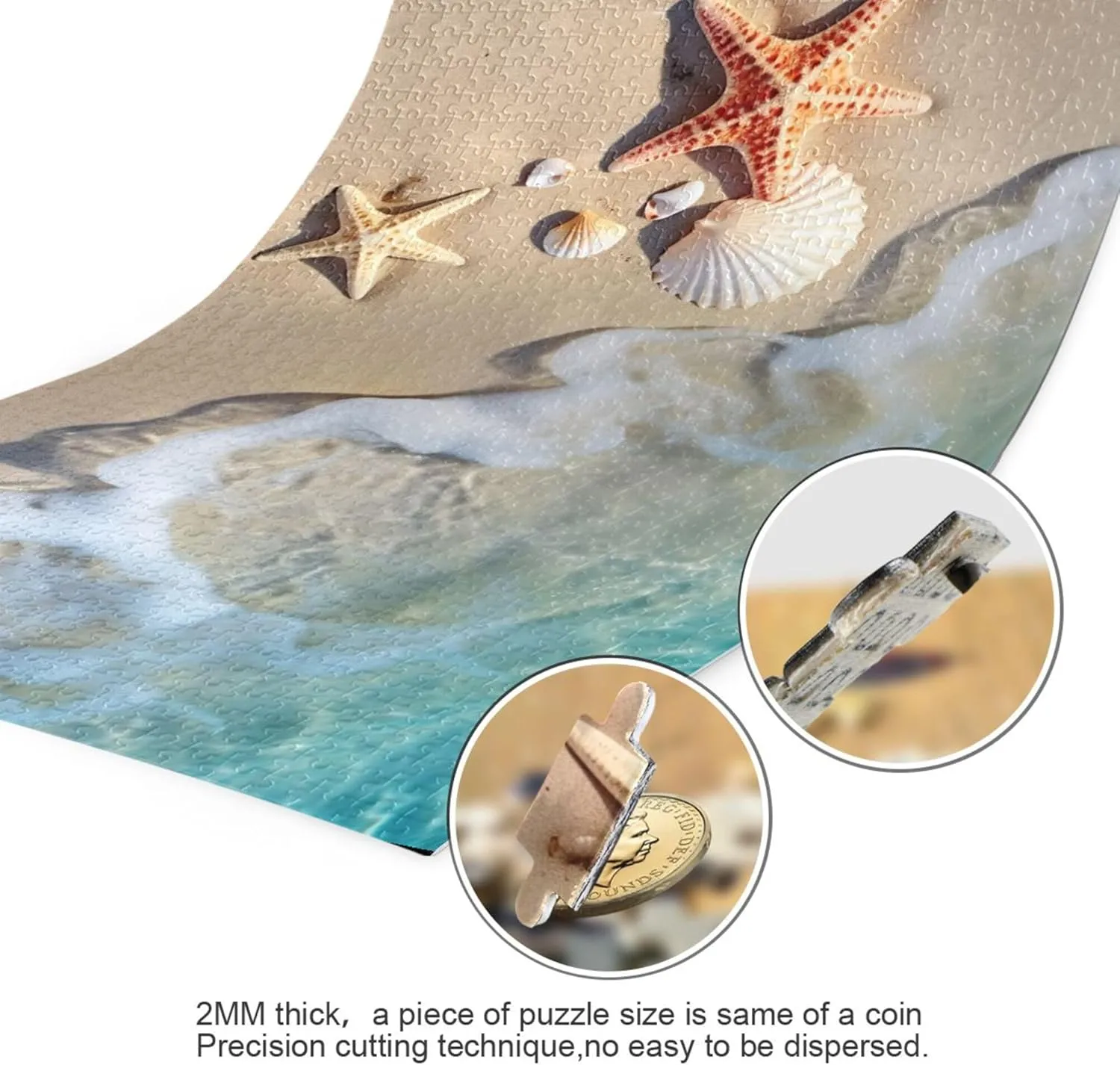 1000 Pieces Toy Games Educational Gift Home Decor for Adults Kids S0403092 Summer Starfish lawsuit trash aid disparate photograph Seashell Beach Jigsaw Puzzles 