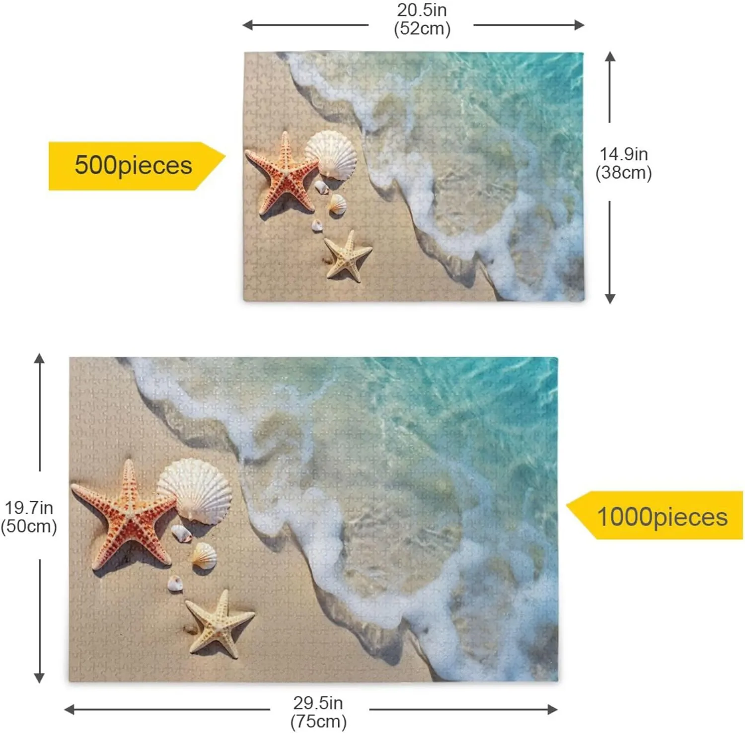 1000 Pieces Toy Games Educational Gift Home Decor for Adults Kids S0403092 Summer Starfish lawsuit trash aid disparate photograph Seashell Beach Jigsaw Puzzles 