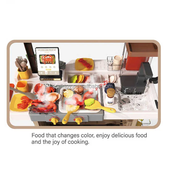 102cm kitchen Cooking Table Toys Grill Food Truck With Light And Music