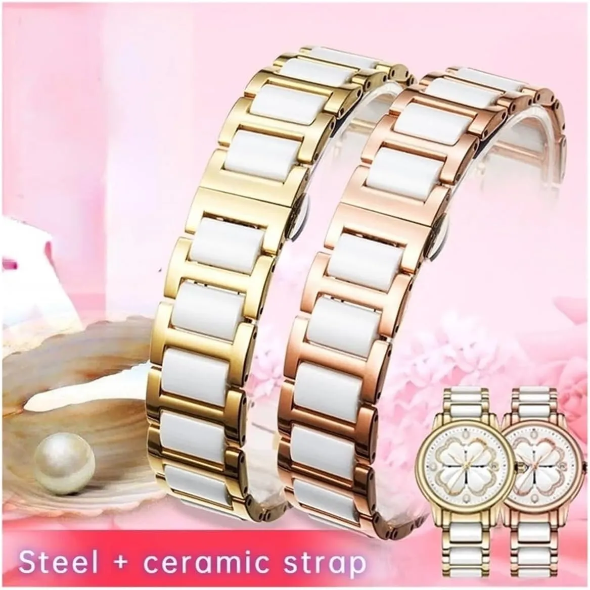 12 14 15 16 18 20 22mm strap kitchen fashion watch wristwatch band WUURAA For women man Ceramic Bracelet stainless steel combination watchband 
