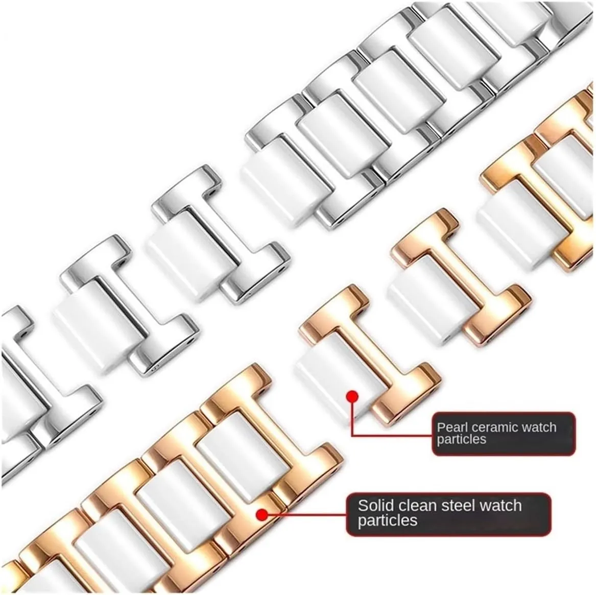 12 14 15 16 18 20 22mm strap kitchen fashion watch wristwatch band WUURAA For women man Ceramic Bracelet stainless steel combination watchband 