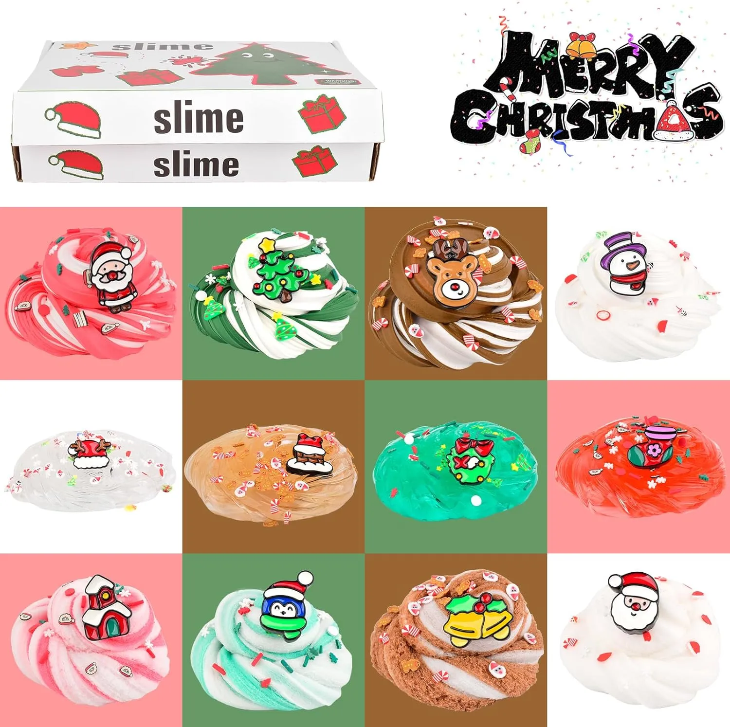 12 Pack Mini Christmas Slime Set$ Butter Cloud Jelly Crystal Slime$ for Teen Girls for Kids$ plantation guideline thermodynamic resolve special Christmas Toys Kit Xmas Classroom Rewards$ Advent Calendar 2024 Kids 2024 New 