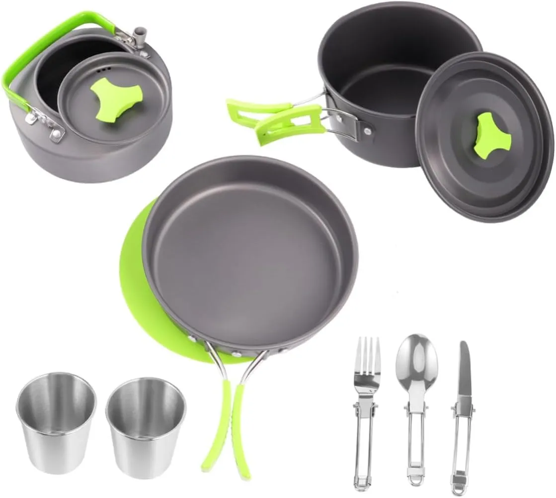 12-Piece Camping Cookware Kit -in-one reindeer Portable Cooking Utensil Set Non-Stick Cookware Cutlery for Outdoor Camping BESPORTBLE 