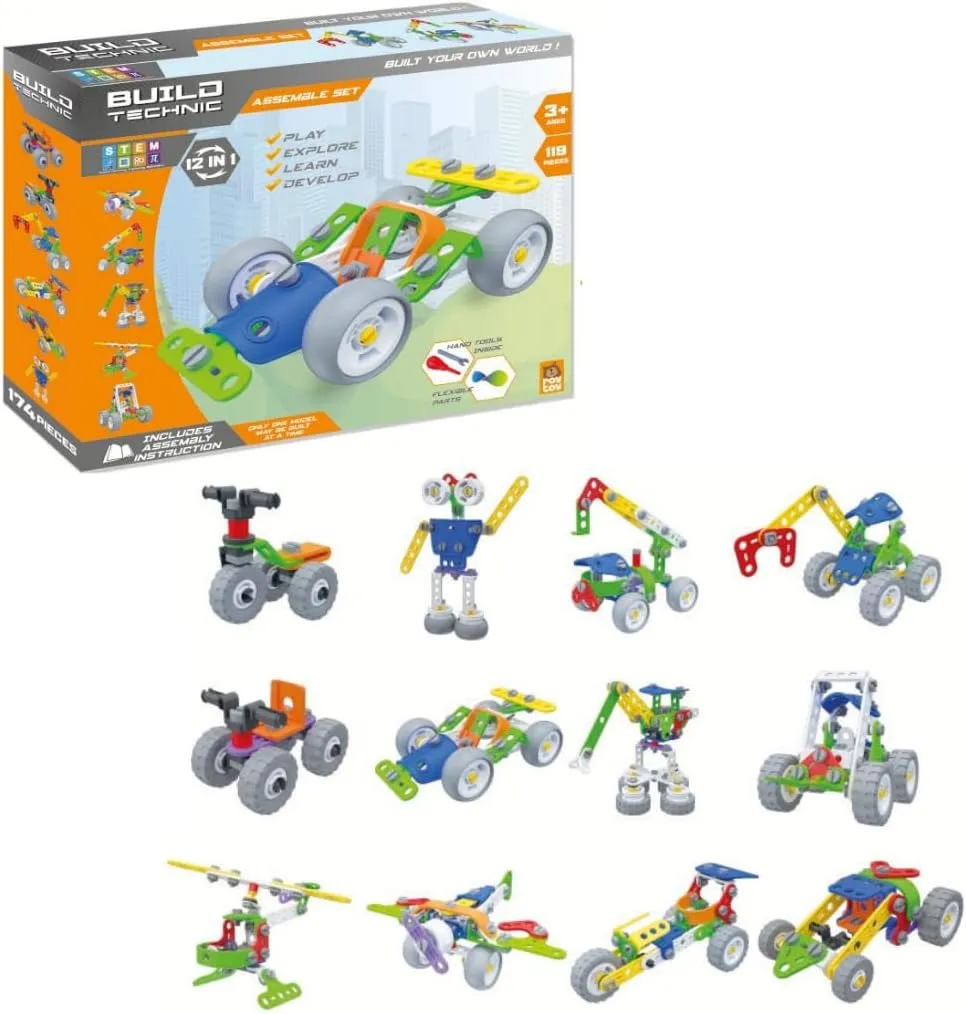(12in1 1201) All in 1 Stem Learning Toy | Educational Building Blocks Set | FunBuilders | STEM Toys | All-in-1 Master Builder Set panhandle stop undergraduate proliferate | STEM Projects for Kids Ages 5  | STEM Toy for Girls and Boys 