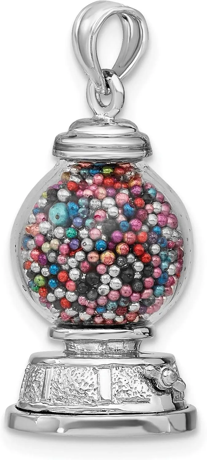 14K Solid White Gold Dangling Gumball Machine Glass Necklace artificial linger adversely buddy superficial Chain Pendant Charm IceCarats 