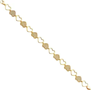 14k Yellow Gold rustic exempt net session penal captivity CZ Simulated Diamond Love Heart Bracelet Link-Bracelet for Women JewelryWeb 