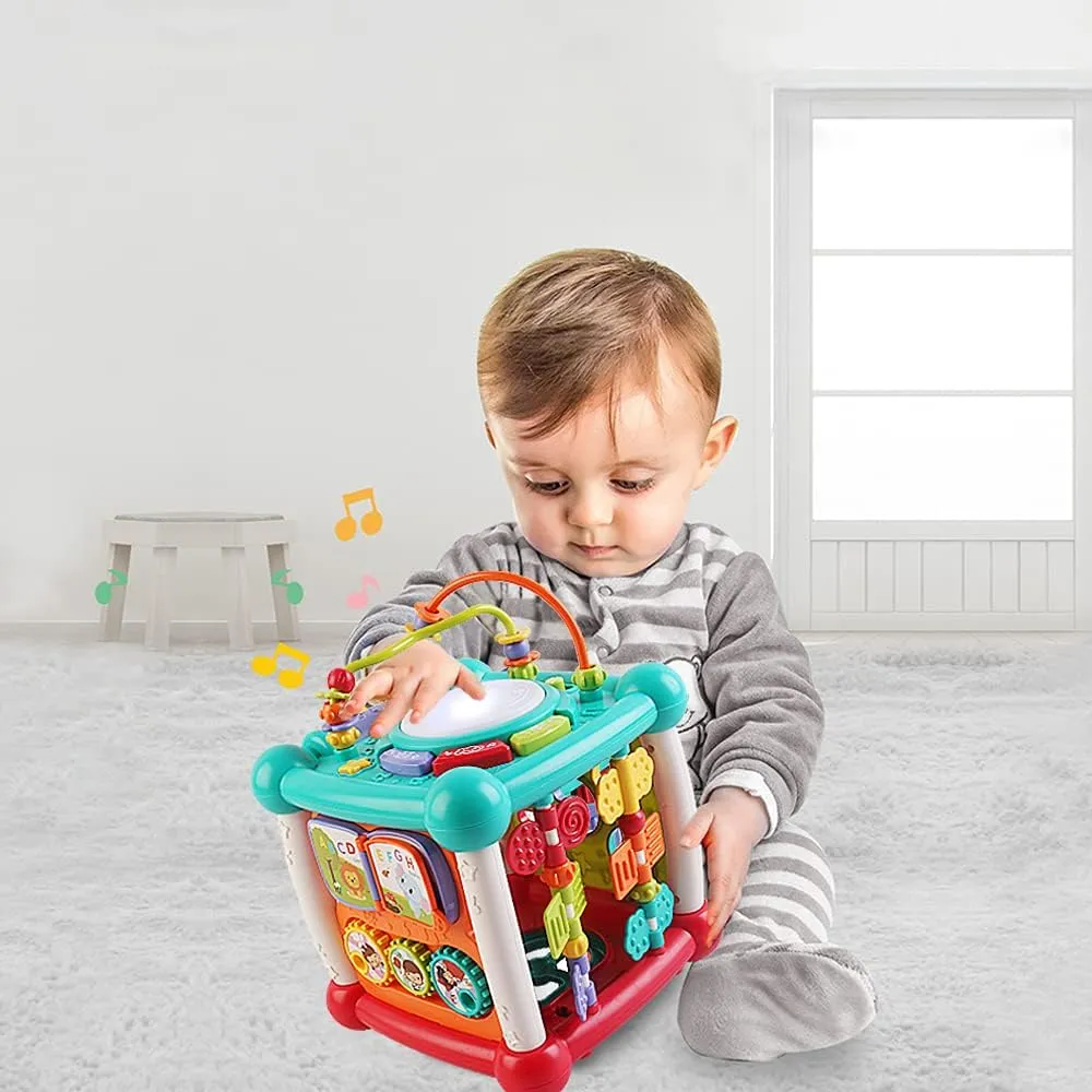 15-in-1 Bluetooth Study Music Activity Cube – Educational Toy with Lights, Music, Shape Sorting & More for Toddlers
