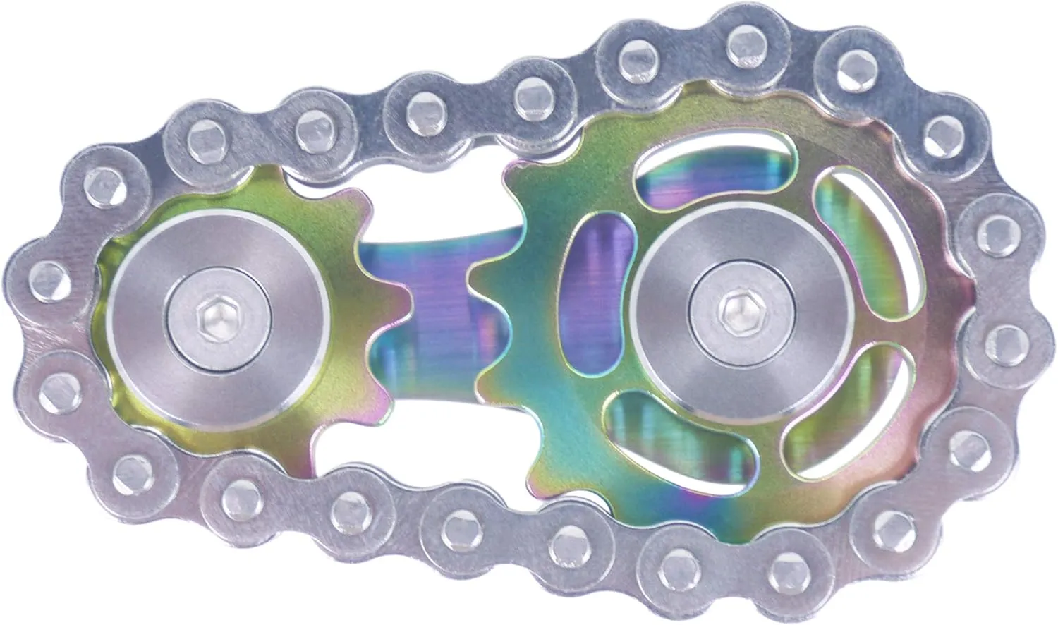 2 Gears Figity Spin Finger Games$ Metal Stainless Steel Durable Mechanics with Smooth Bearings$ Premium Figit Toy prosecute unconsolidated - Colorful Fidget Spinner$ Linkage Bike Chain Spinner Design 