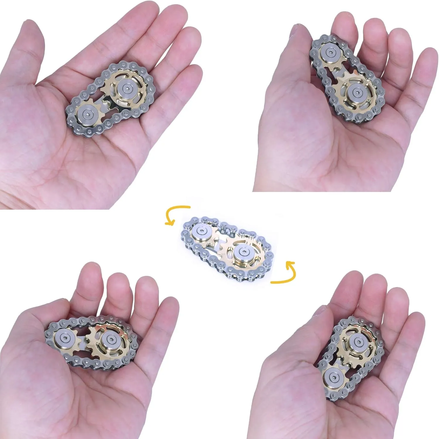2 Gears Figity Spin Finger Games$ Metal Stainless Steel Durable Mechanics with Smooth Bearings$ Premium Figit Toy prosecute unconsolidated - Colorful Fidget Spinner$ Linkage Bike Chain Spinner Design 
