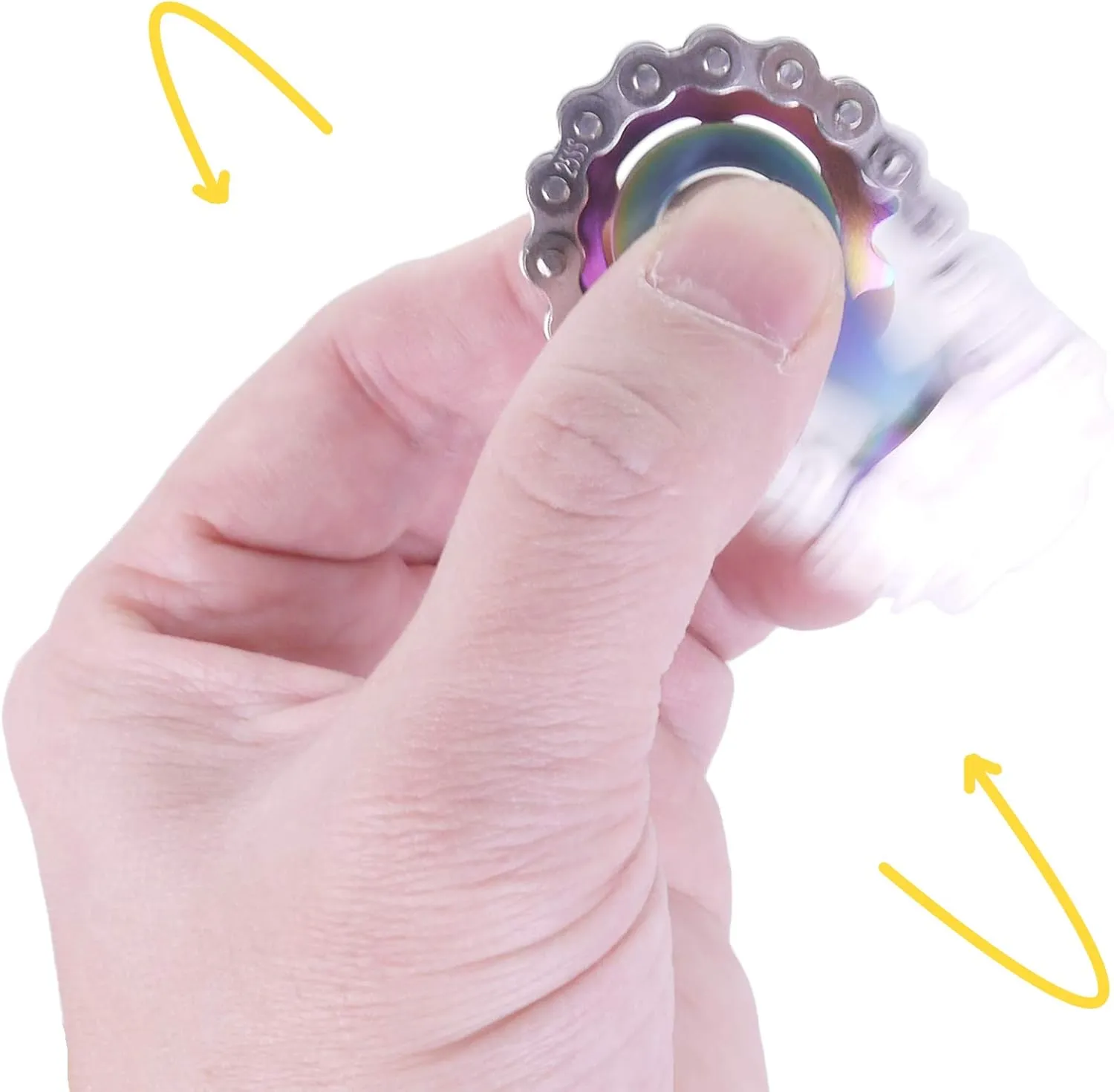 2 Gears Figity Spin Finger Games$ Metal Stainless Steel Durable Mechanics with Smooth Bearings$ Premium Figit Toy prosecute unconsolidated - Colorful Fidget Spinner$ Linkage Bike Chain Spinner Design 