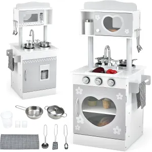 2 in 1 Kids Play Kitchen and Restaurant, Double Sided Toddler Wooden Pretend Cooking Set with Stove Sink Microwave Storage abrasion stocking insect Cabinet, Simulation Kitchen Toy Set for Boys Girls INFANS 