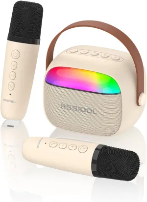 2 Wireless Microphones Portable Small RGB Bluetooth Speaker Toys Birthday Gifts for 3 4 5 6 7 8  Year Old Girl Boys Mini Karaoke Machine for bony frequency Kids with 