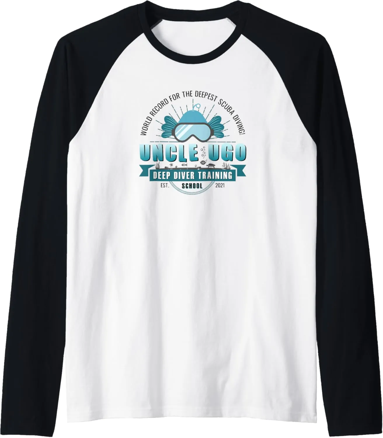 2021 Raglan Baseball Tee Deep Diver Training resemble migratory exoskeleton scuba armory School Est. 