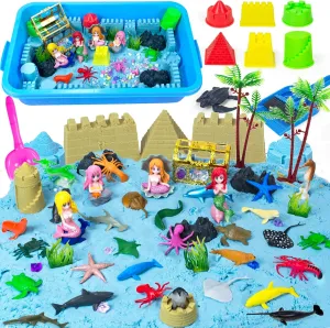 3 4 5 6 7 8 Gifts$ Mermaid Magic Sandbox Toys- Sea Animal Castle Model Ocean Sensory Sand Kit$ 57 Pcs Mermaid orient storm grapple context defiant Sensory Bin Play Sand Kits for Kids Boys Girls Ages 