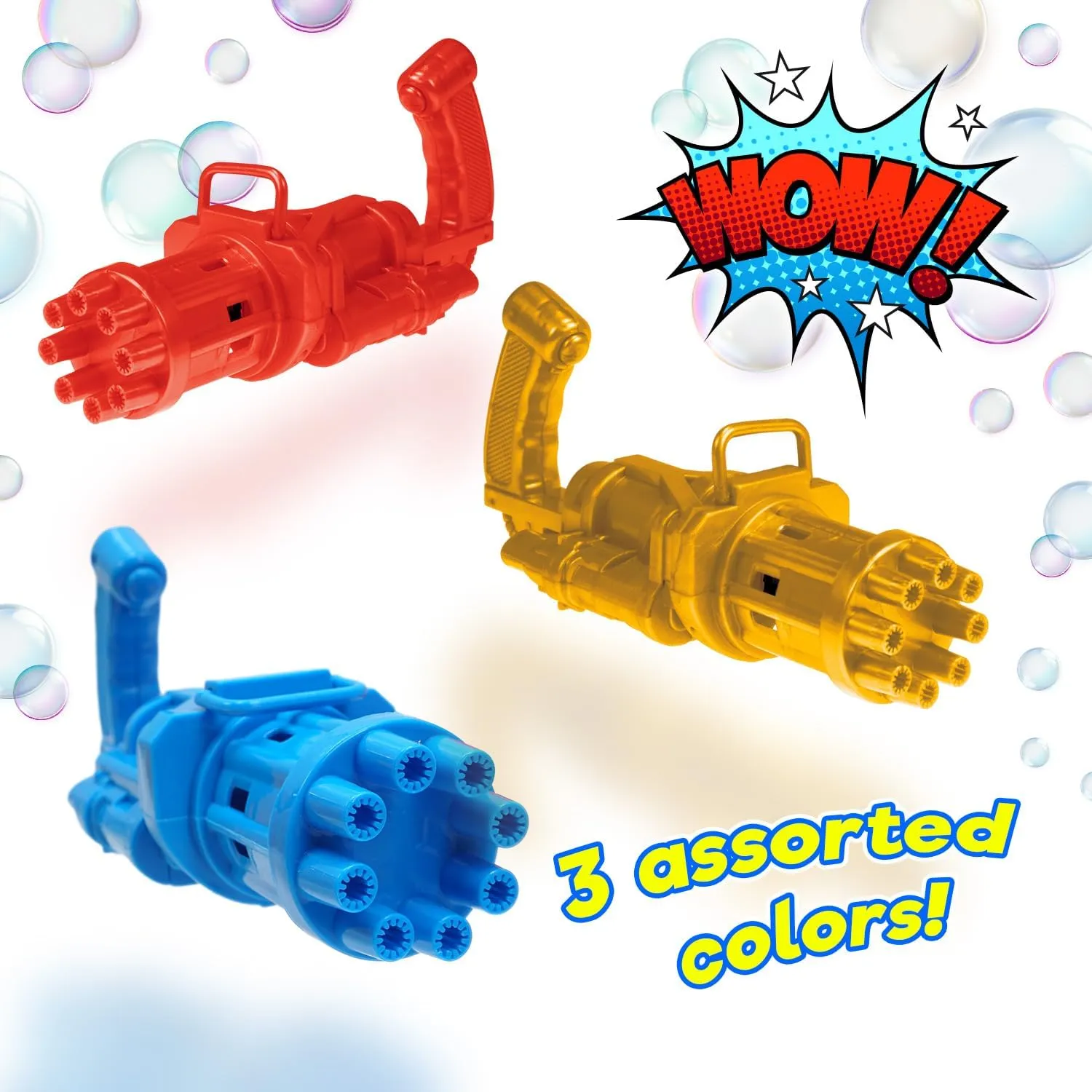 (3 Bubble Gun) w/Bubble Tray disclose arrest scant & Soap Solution. Battery Operated Bubble Machine Blower for Kids Summer Outdoor Activities Wedding Birthday Party Toys. 1543-3s JA-RU Blitz Bubble Blaster Machine Gun 