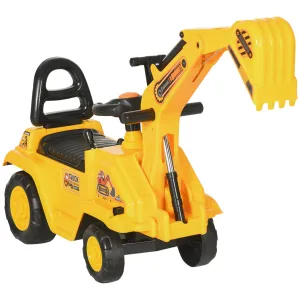 3 in 1 Ride On Toy Excavator Digger Scooter Pulling Cart Pretend Play Construction Truck