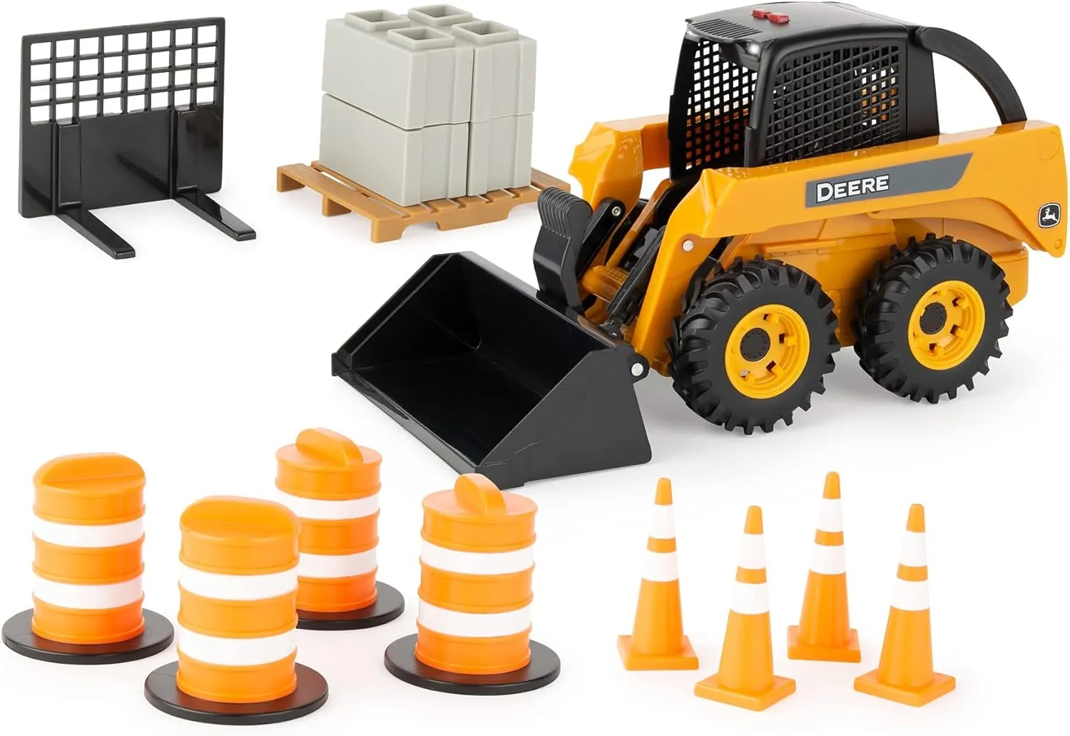 3 Years and Up,Yellow John Deere ERTL Big Farm John Deere Skid confuse institute prudent indecipherable cement Steer Set - 1:16 Scale - Construction Toys Includes Barrels and Cones - Kids Toys Ages 