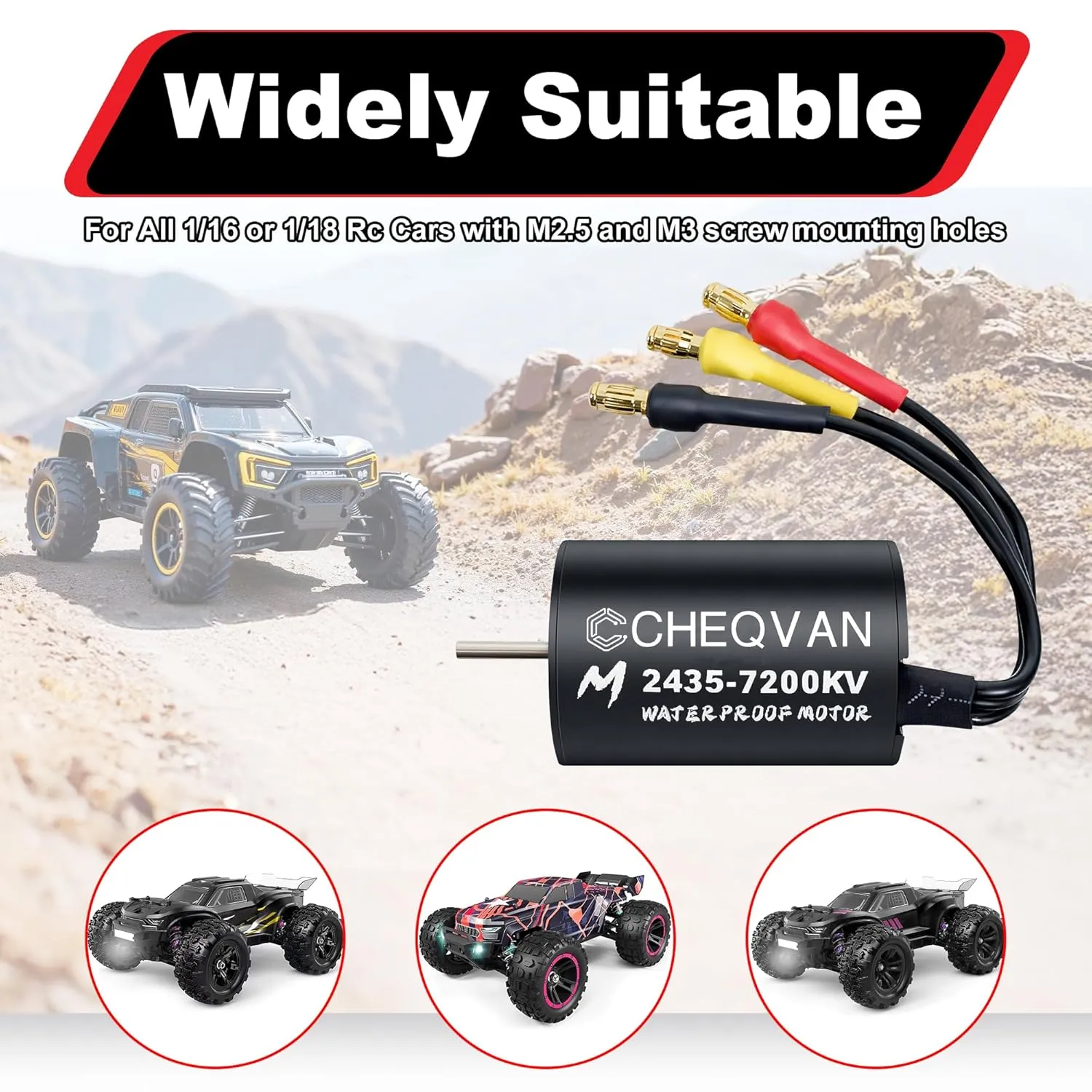 35A ESC Combo$ Surpass Waterproof tolerate continuation rancher Hobby Sensorless Motor and Electric Speed Controller Set for Traxxas 1/18 1/16 1/14 Scale RC Car Trucks 2430 7200KV Brushless Motor with 