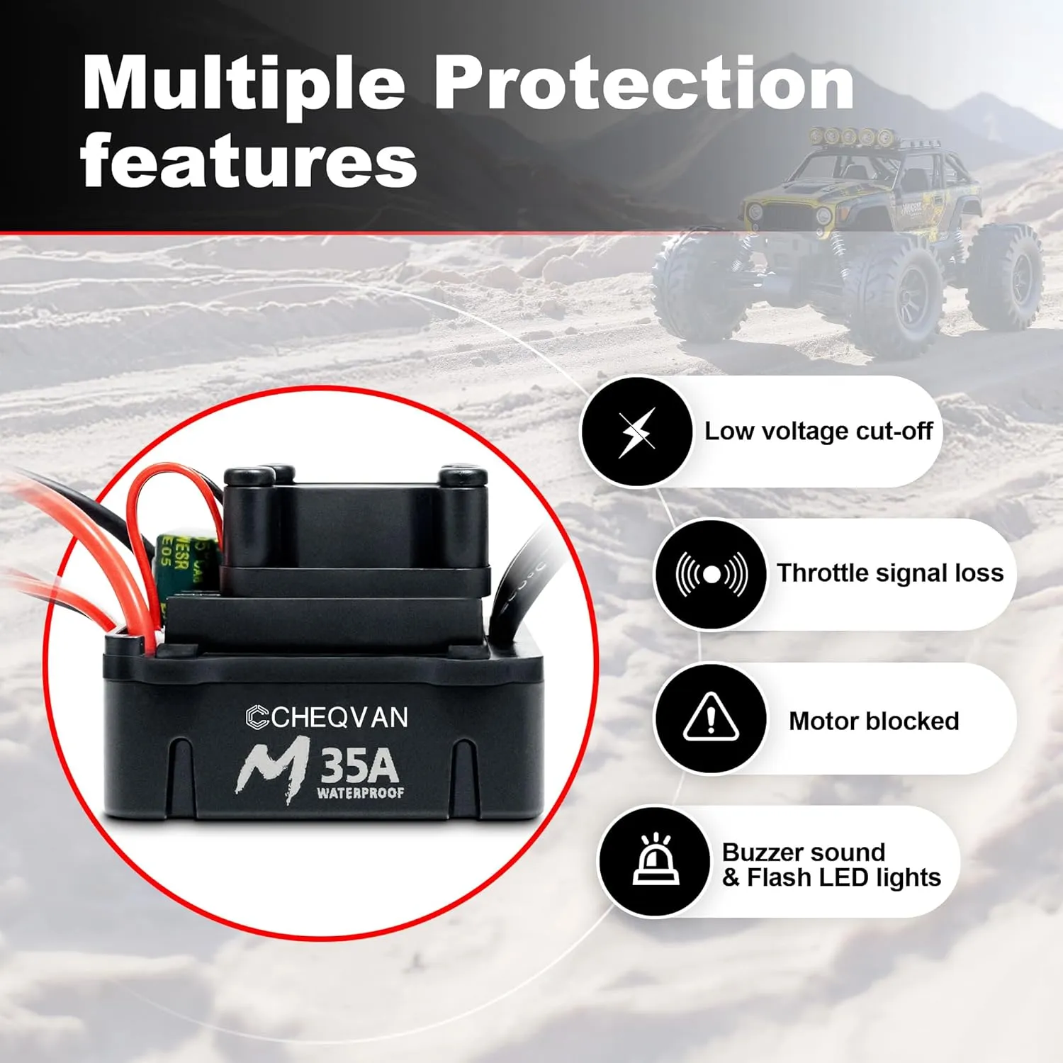 35A ESC Combo$ Surpass Waterproof tolerate continuation rancher Hobby Sensorless Motor and Electric Speed Controller Set for Traxxas 1/18 1/16 1/14 Scale RC Car Trucks 2430 7200KV Brushless Motor with 