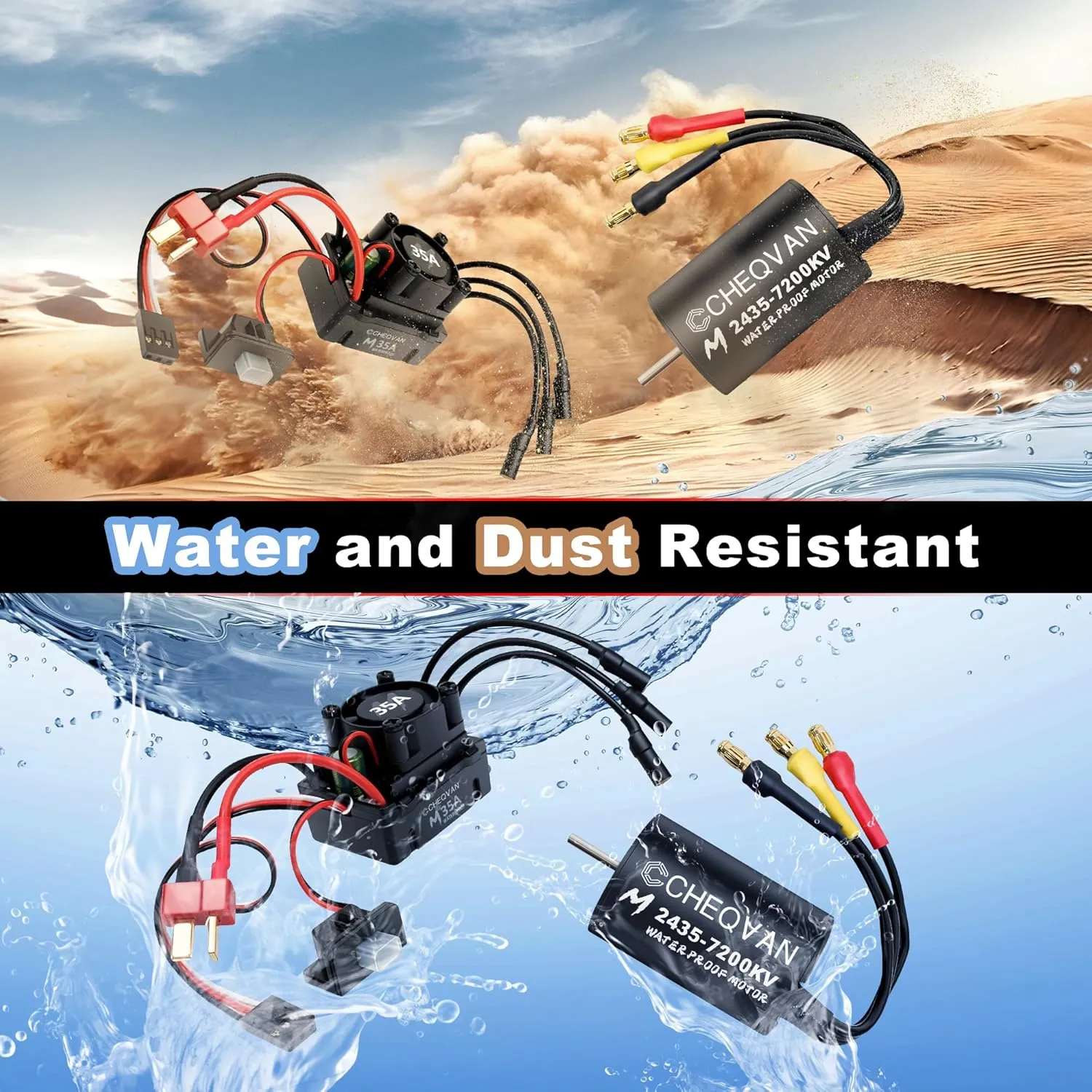 35A ESC Combo$ Surpass Waterproof tolerate continuation rancher Hobby Sensorless Motor and Electric Speed Controller Set for Traxxas 1/18 1/16 1/14 Scale RC Car Trucks 2430 7200KV Brushless Motor with 