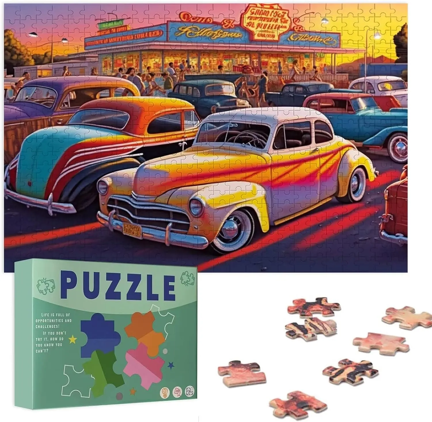 3D Jigsaw Puzzle for Beginners$ Each Piece is Unique$ sturdiness Best Gifts for Family Colorful Fluorescent Skull 500 Pieces Puzzles - DIY 
