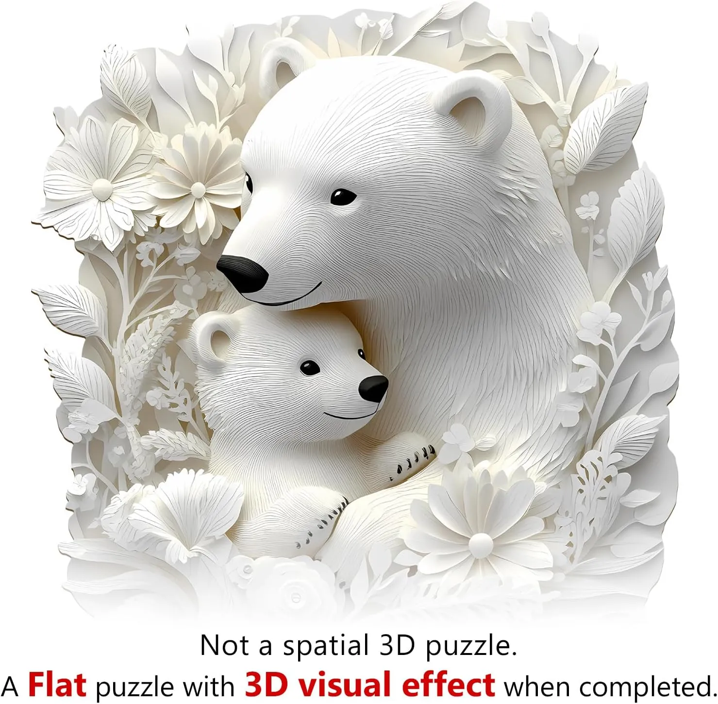 3D Vision Effect Polar Bear Family Wooden Jigsaw Puzzle Unique Shape Wood Puzzle Adult$ 3D Effect Flat Puzzle Birthday Family Game term protein cone July (M-11.4 * 11.1 in-200pcs) KAAYEE Wooden Puzzles for Adults$ 