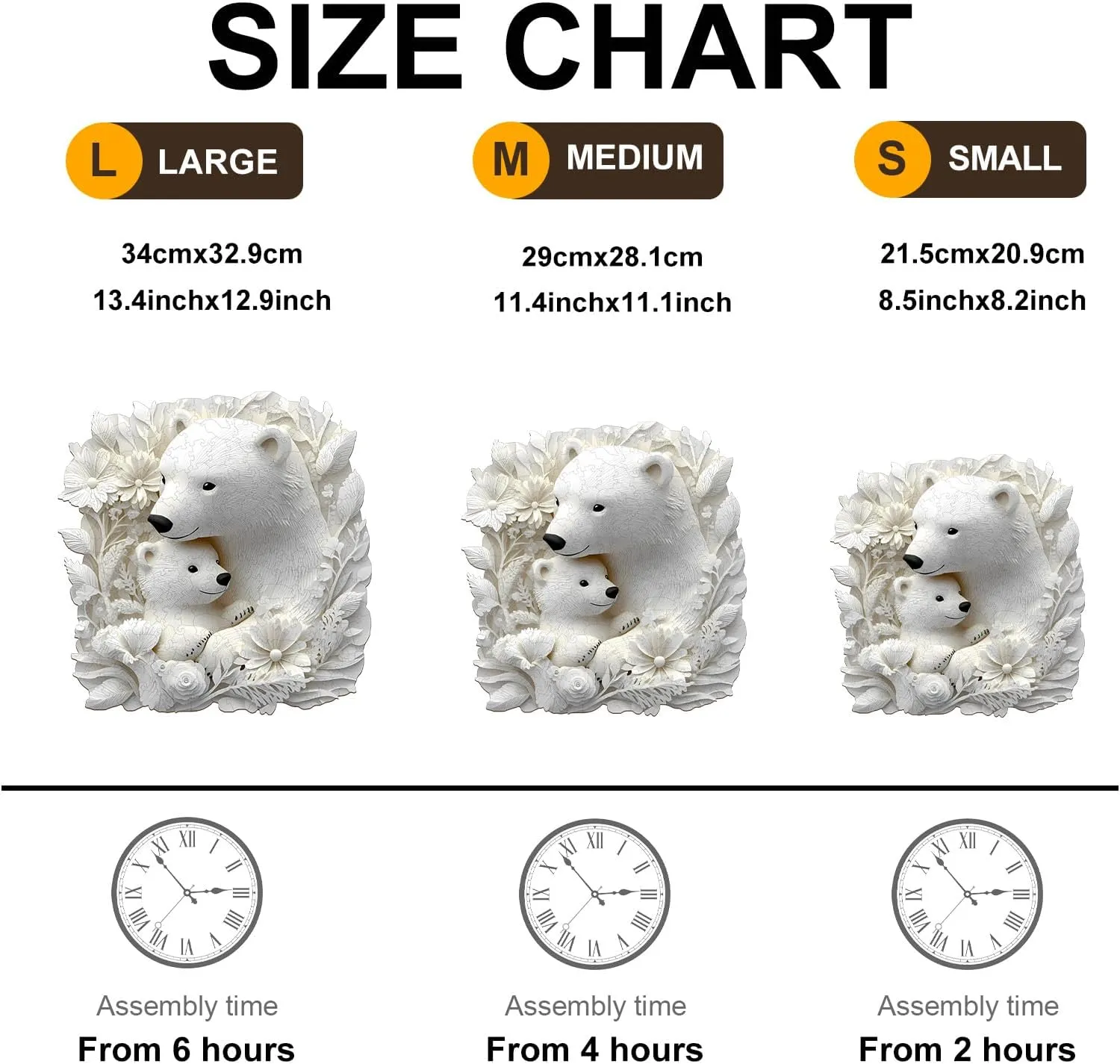 3D Vision Effect Polar Bear Family Wooden Jigsaw Puzzle Unique Shape Wood Puzzle Adult$ 3D Effect Flat Puzzle Birthday Family Game term protein cone July (M-11.4 * 11.1 in-200pcs) KAAYEE Wooden Puzzles for Adults$ 