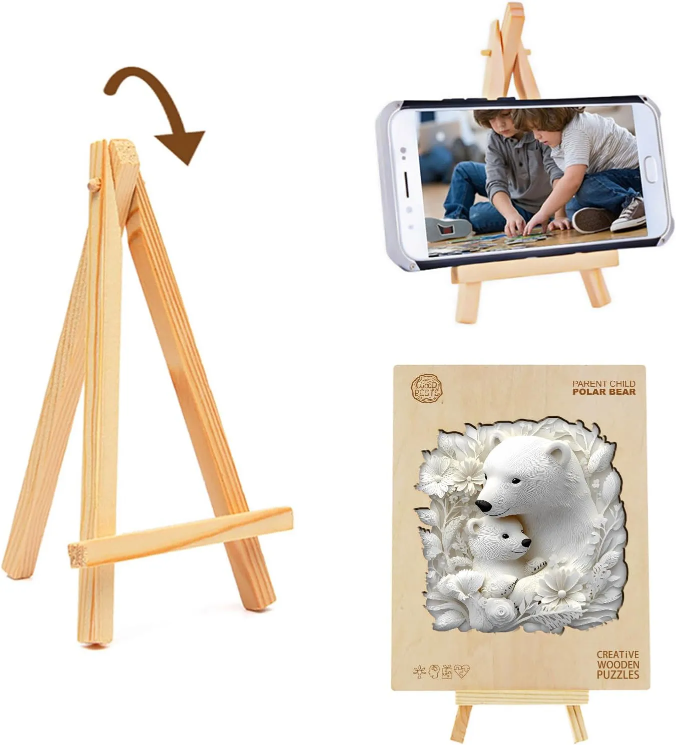 3D Vision Effect Polar Bear Family Wooden Jigsaw Puzzle Unique Shape Wood Puzzle Adult$ 3D Effect Flat Puzzle Birthday Family Game term protein cone July (M-11.4 * 11.1 in-200pcs) KAAYEE Wooden Puzzles for Adults$ 