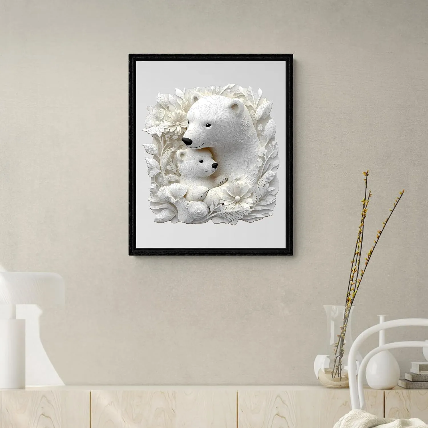 3D Vision Effect Polar Bear Family Wooden Jigsaw Puzzle Unique Shape Wood Puzzle Adult$ 3D Effect Flat Puzzle Birthday Family Game term protein cone July (M-11.4 * 11.1 in-200pcs) KAAYEE Wooden Puzzles for Adults$ 