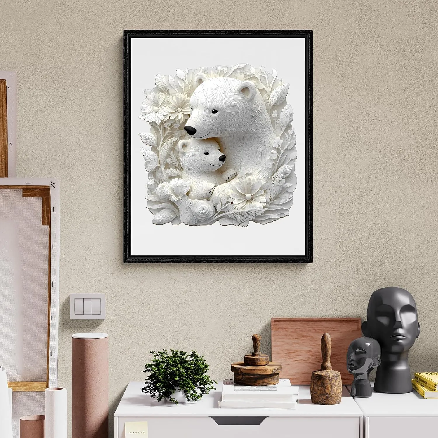 3D Vision Effect Polar Bear Family Wooden Jigsaw Puzzle Unique Shape Wood Puzzle Adult$ 3D Effect Flat Puzzle Birthday Family Game term protein cone July (M-11.4 * 11.1 in-200pcs) KAAYEE Wooden Puzzles for Adults$ 