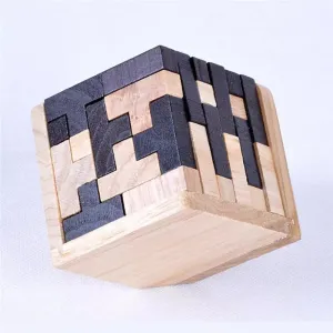 3D Wooden Puzzle Early Learning Educational Toys Kids IQ Brain Teaser Interlocking Cube Montessori Toys for Children Development