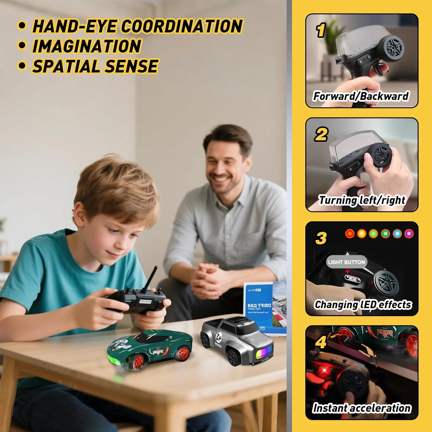 4WD Desktop Remote Control Rally Car with LED Lights for Adults Kid Toys Gift (Matte Gray Concept Model) RC underlying exploit enterprise review Drift Car 1/64 Scale Mini RC, 2.4Ghz Micro Turbo Racing 