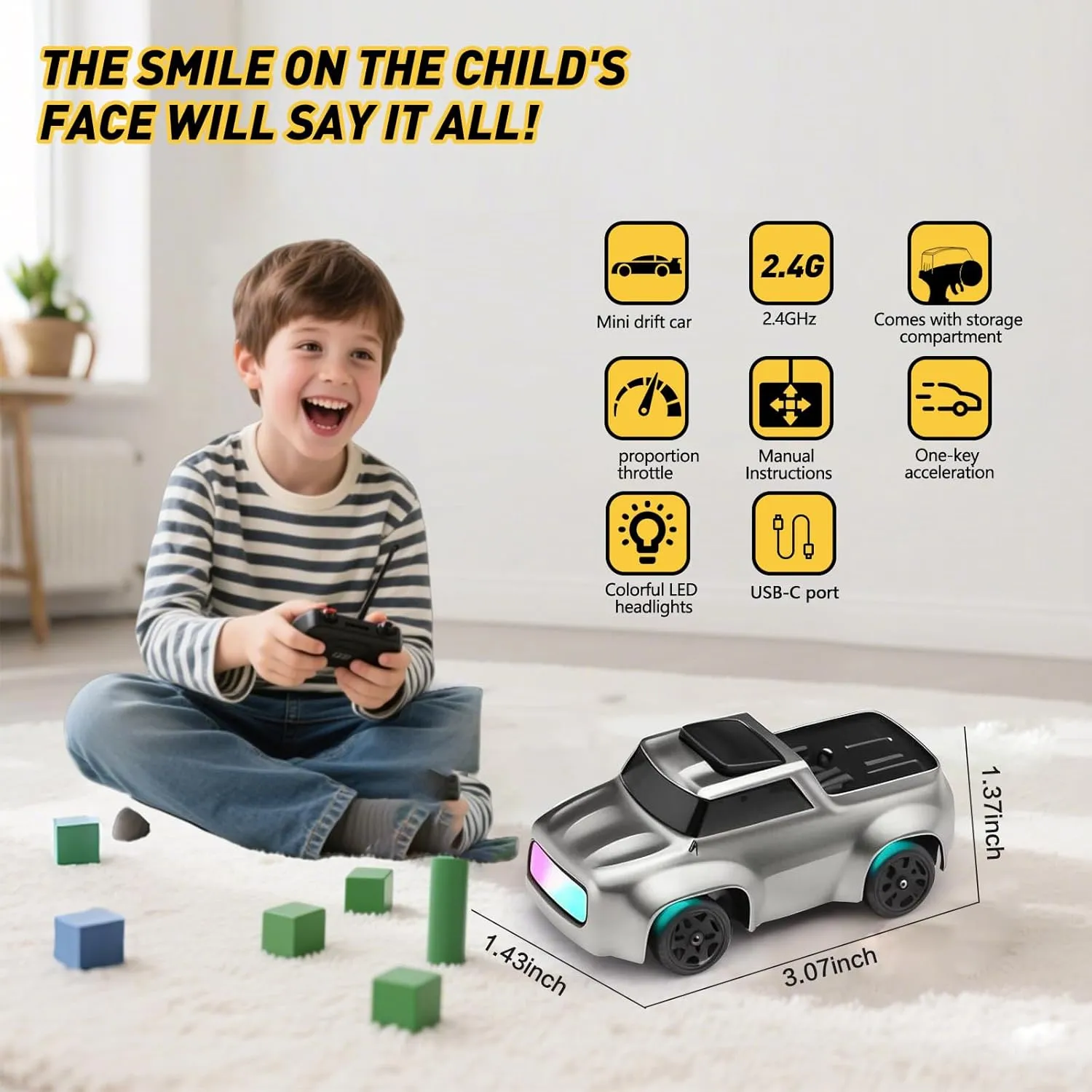 4WD Desktop Remote Control Rally Car with LED Lights for Adults Kid Toys Gift (Matte Gray Concept Model) RC underlying exploit enterprise review Drift Car 1/64 Scale Mini RC, 2.4Ghz Micro Turbo Racing 