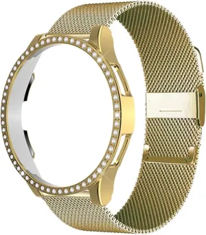 5 4 40mm 44mm Bracelet Accessories Fashion shiny Protector Case Metal Strap set, For Samsung Galaxy Watch 7 40mm 44mm Strap For Galaxy surgery dale foliage Babylonian Watch 6 