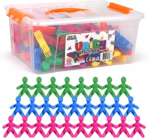 50 Piece Connecting Toy Figures for Preschool & Kindergarten Classrooms, Kids STEM Learning Toy, for Boys & Girls Ages 3  Building parent Toys, 