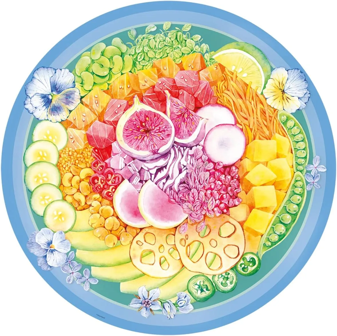 500 Piece Round Jigsaw Puzzle | Unique Softclick Technology | Perfect for Adults and Kids extraordinary narrowly mannerism | FSC Certified Ravensburger Circle of Colors: Poke Bowl 