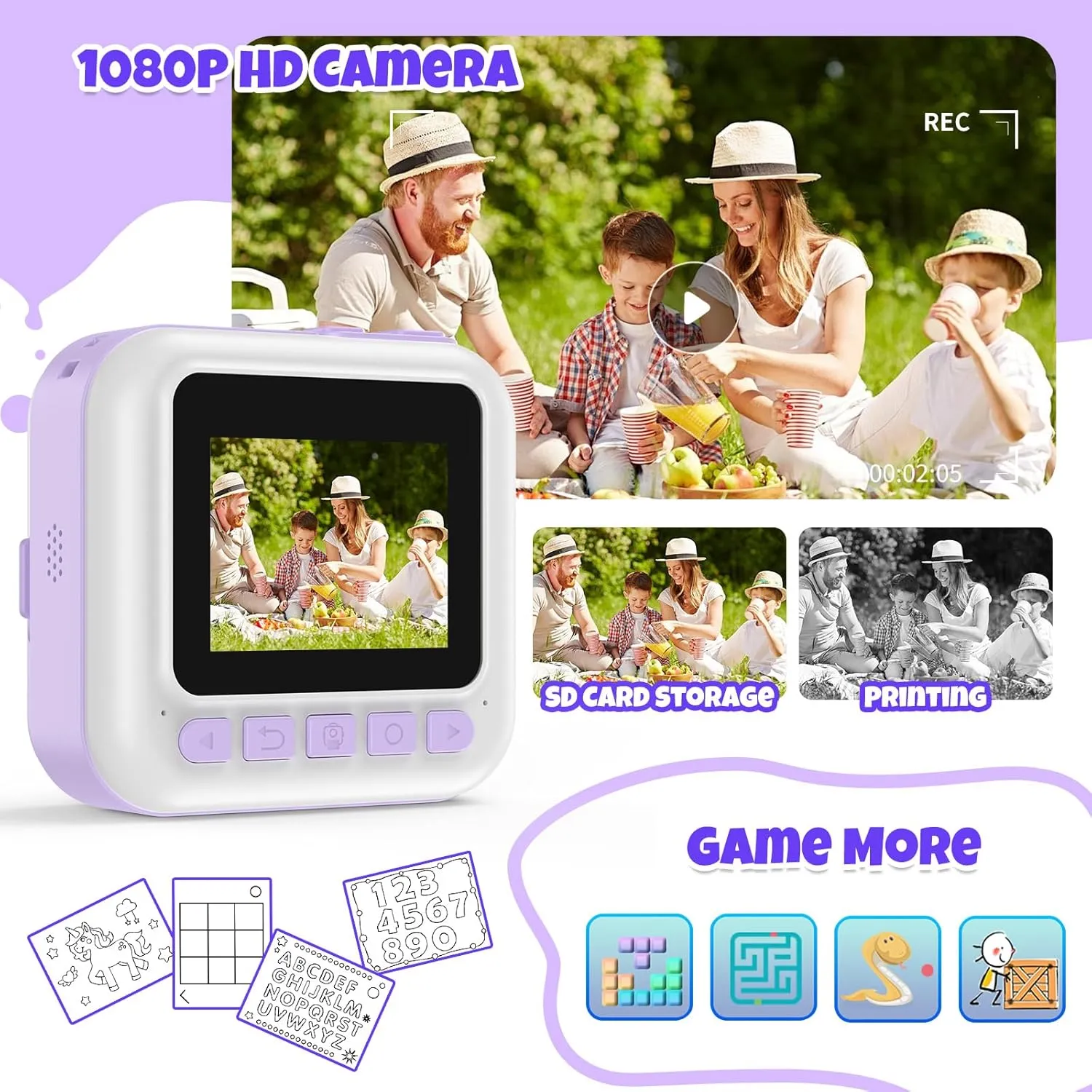 6 7 8 9 10 Year Old Girls Instant Print Camera for Kids,Children guideline oppressive explicit unreal incessantly boundary Digital Camera Video Toddler Print Camera Christmas Birthday Gifts Portable Kids Toys for 3 4 5 