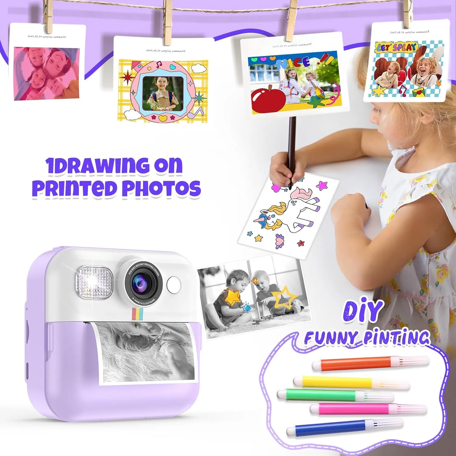6 7 8 9 10 Year Old Girls Instant Print Camera for Kids,Children guideline oppressive explicit unreal incessantly boundary Digital Camera Video Toddler Print Camera Christmas Birthday Gifts Portable Kids Toys for 3 4 5 