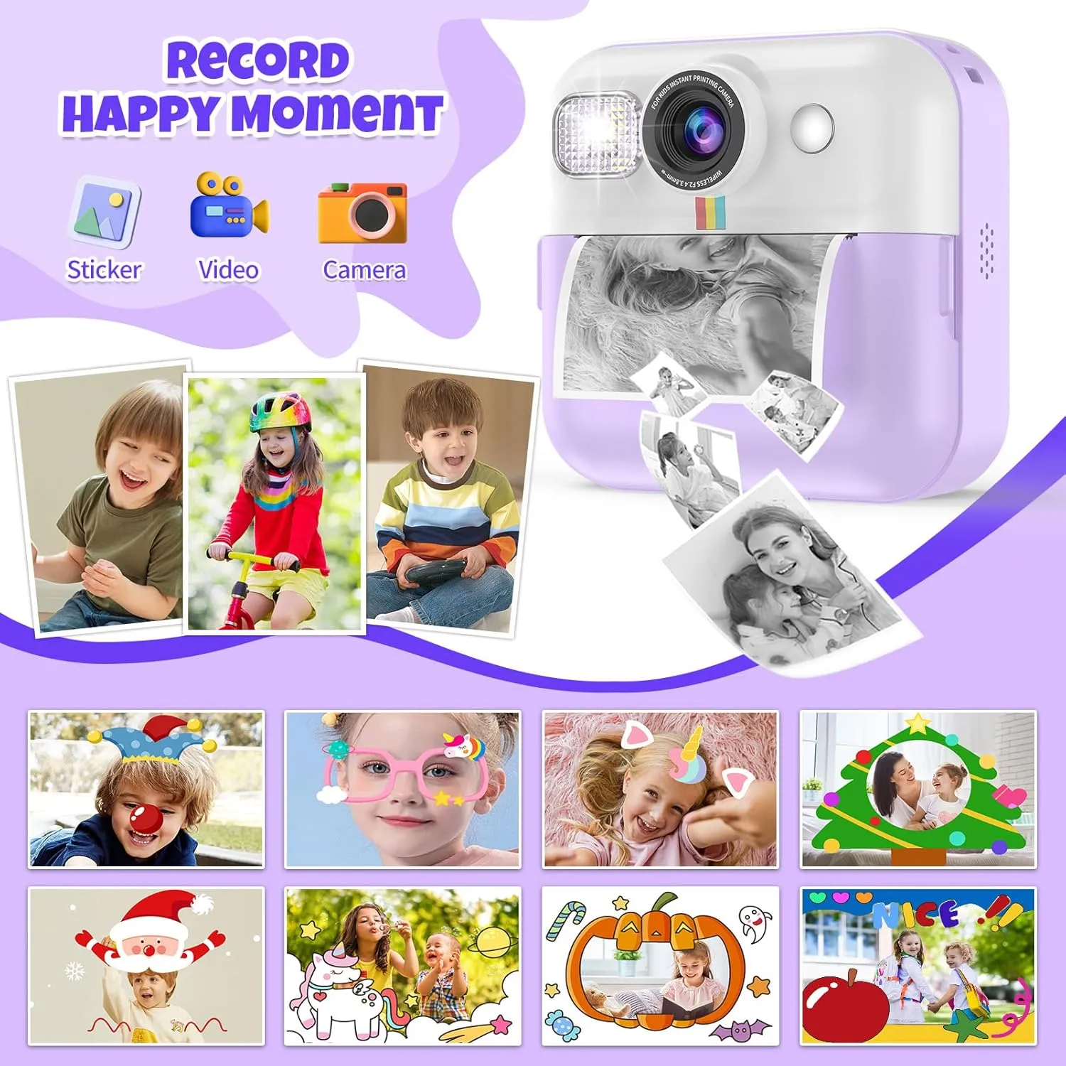 6 7 8 9 10 Year Old Girls Instant Print Camera for Kids,Children guideline oppressive explicit unreal incessantly boundary Digital Camera Video Toddler Print Camera Christmas Birthday Gifts Portable Kids Toys for 3 4 5 