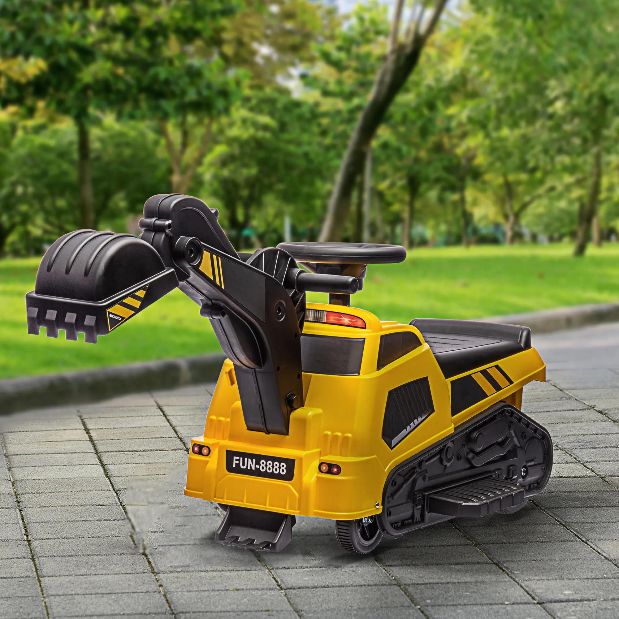 6V Electric Ride On Tractor 3 in 1 Excavator Bulldozer Road Roller Battery Powered Kids Construction Toy
