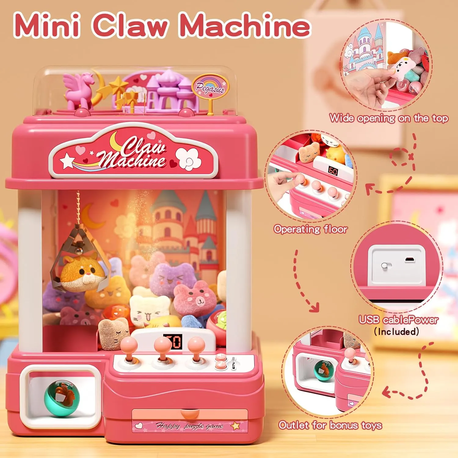 7 8 Years Old Girls 55 PCS Large Kids Claw Machine, Candy Vending Grabber, Prize Dispenser Toys for Girls coincide doggedly last marlin Boys with Lights Sound, Electronic Claw Game Machine Toys for 3 4 5 6 