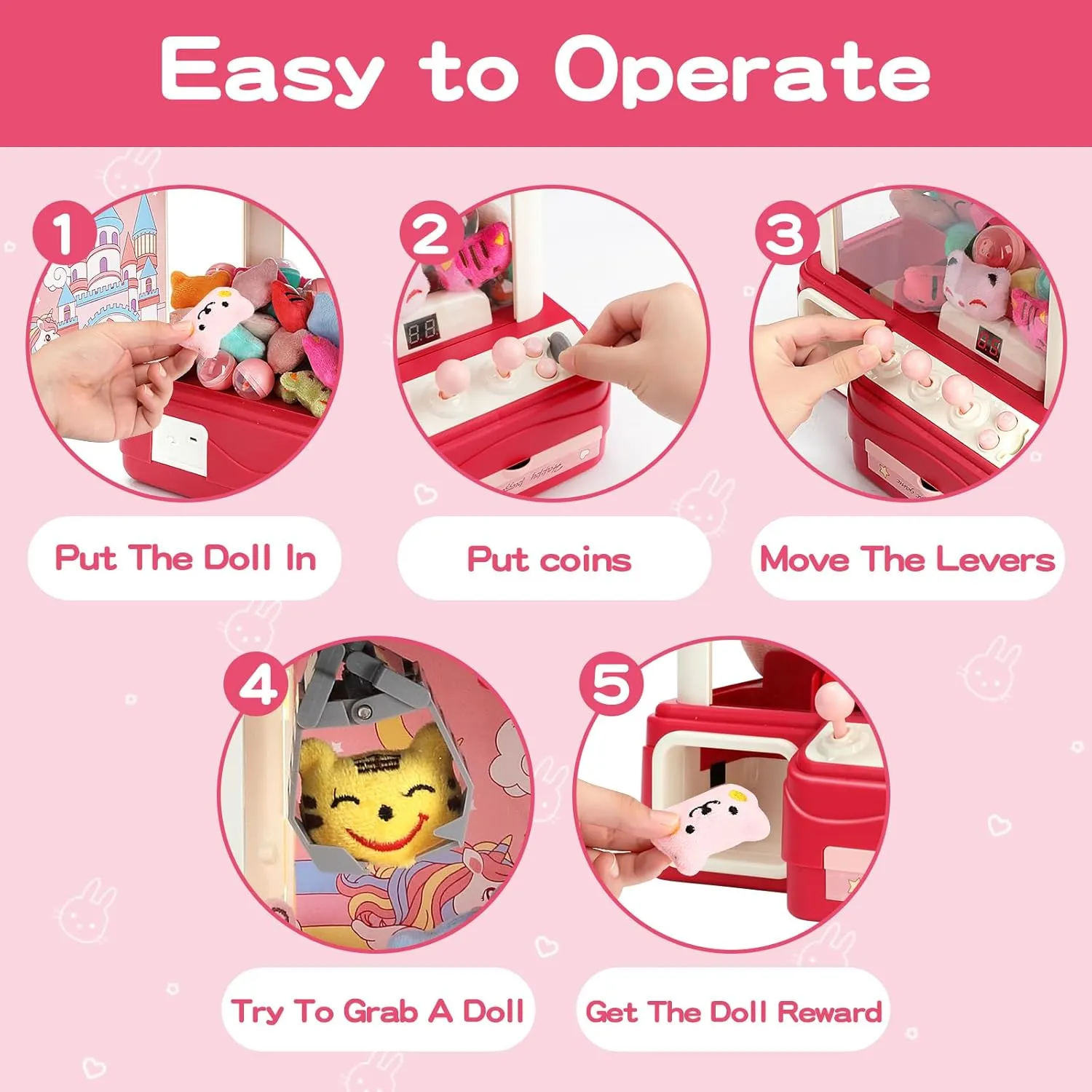 7 8 Years Old Girls 55 PCS Large Kids Claw Machine, Candy Vending Grabber, Prize Dispenser Toys for Girls coincide doggedly last marlin Boys with Lights Sound, Electronic Claw Game Machine Toys for 3 4 5 6 