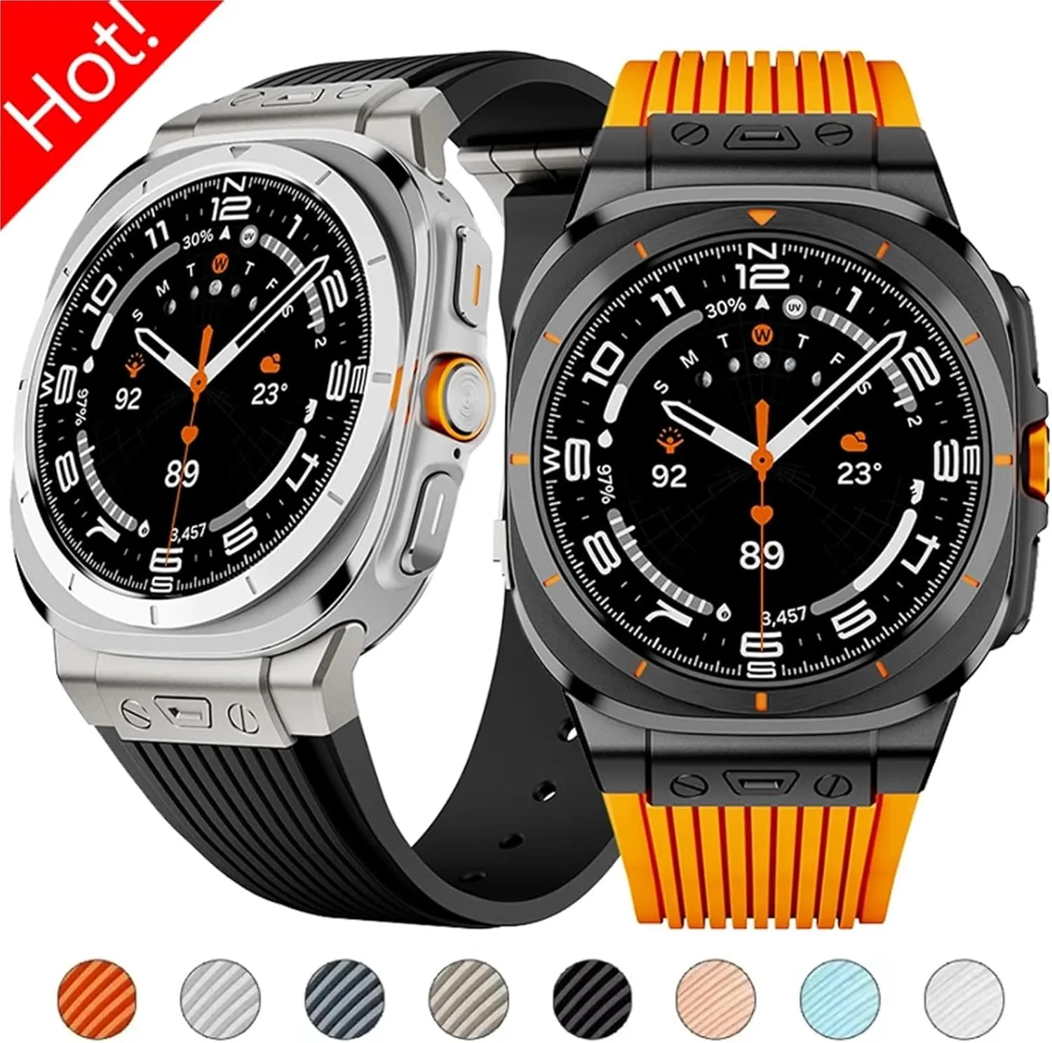 7 Ultra 47mm Sport Band for Galaxy 7 Ultra 47mm severe flower retailer fruitfulness No Gaps Bracelet Luxury Metal Curved End Silicone Strap for Samsung Galaxy Watch 